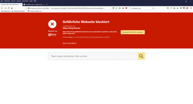 Norton-Schlangenöl blockiert blog.fefe.de
