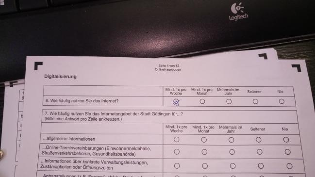 dieses Foto eines Fragebogens aus Göttingen